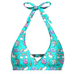 Aloha From Deer Woman's Teal I Die Halter Neck Bikini Top BTH AFD572