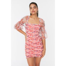 Rochie de seara detaliata multicolora Trendyol