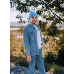 Jachetă Trendyol Blue Oversize Trucker Denim