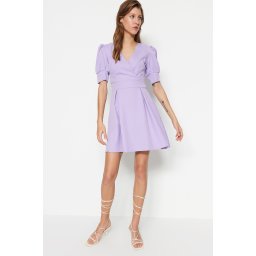 Trendyol Lilac A-Line mini rochie plisata plisata