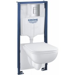 Set rezervor incastrat Grohe Solido cu vas WC Start Edge Rimless si clapeta Even crom lucios