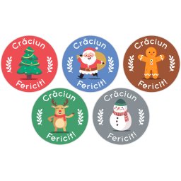 Rola etichete autoadezive personalizate, Craciun Fericit, diametru 40 mm, 1000 buc rola