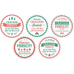 Rola etichete autoadezive personalizate, modele Craciun, diametru 40 mm, 1000 buc rola