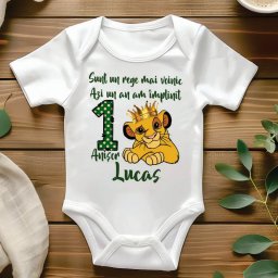Body bebe personalizat 1 an model Jungle leu Simba