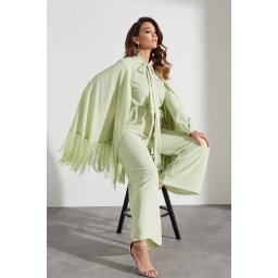 Trendyol verde deschis ciucuri cape-salopetă costum de seară