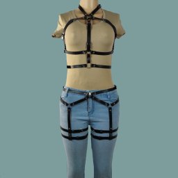 Eross set Belts Top and Suspenders S/M Black