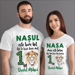Tricouri personalizate 1 an model Regele leu, pentru nasi