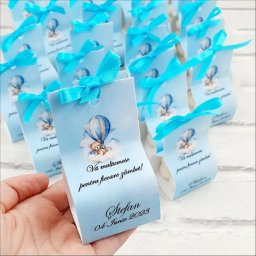 Marturii botez lumanare bubbles personalizate model Ursulet