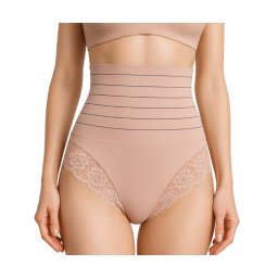 Chilot modelator cu talie inalta si dantela, Velvet Shape, Nude Rose