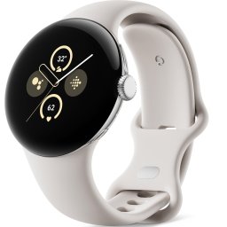 Ceas Smartwatch Google Pixel Watch 2, GPS + Cellular, Polished Silver Aluminium Case, Porcelain Active Band