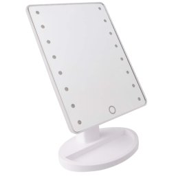 Oglinda pentru machiaj 16 LEDuri ecran tactil cu baza suport bijuterii Usb Alb
