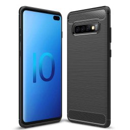 Husa Techsuit Carbon Silicone - Husă silicon - compatibil cu Samsung Galaxy S10 Plus - culoare Negru