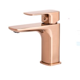 Baterie pentru lavoar, pipa fixa, rose gold Cube