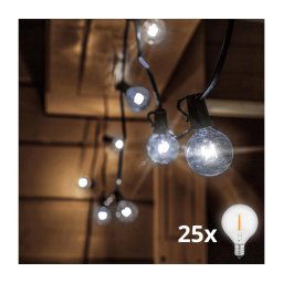 Lanț LED decorativ de exterior GHIRLANDĂ 25xE12 20m IP44 alb rece Brilagi