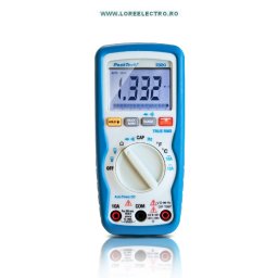 P3320 MULTIMETRU DIGITAL CU DISPLAY LCD, AUTO RANGE SI FUNCTIE TRUE RMS, TENSIUNE MAX 600V AC/DC, MAX. 10 AC/DC, OHMETRU MAX. 60 MOhm, Frecventa max 10Mhz, TEMPERATURA Max 760C, Capacitate 4000MicroF, PRODUCATOR PEAK TECH