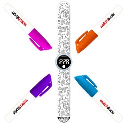 Ceas digital pentru copii model unicorni, cu bratara recolorabila, din silicon slap-on