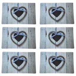 Set suport farfurie pentru servirea mesei, model Pufo Love, 6 bucati