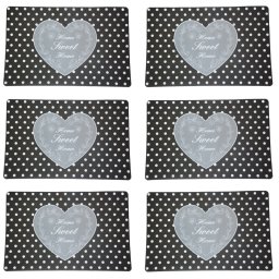 Set suport farfurie pentru servirea mesei, model Pufo Home Sweet Home, 6 bucati