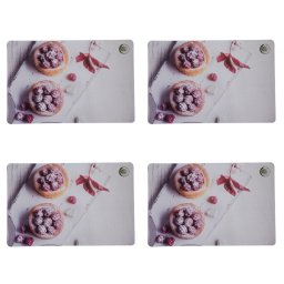 Set suport farfurie pentru servirea mesei, model Pufo Sweet Raspberry, 4 bucati, 44 x 29 cm