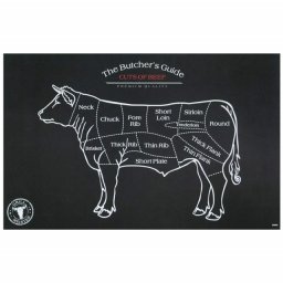 Set suport farfurie pentru servirea mesei, model Pufo Butcher's Guide, 4 bucati, 43 x 28 cm- design tematic pentru pasionatii de gastronomie