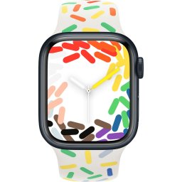 Ceas Smartwatch Apple Watch Series 9, GPS + Cellular, 45mm Midnight Aluminium Case, Pride Edition Sport Band - S/M