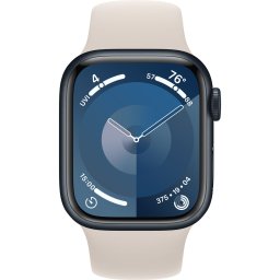 Ceas Smartwatch Apple Watch Series 9, GPS + Cellular, 45mm Midnight Aluminium Case, Starlight Sport Band - S/M
