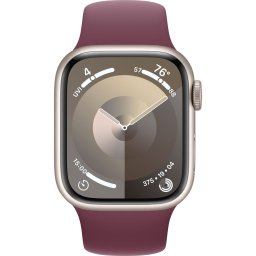 Ceas Smartwatch Apple Watch Series 9, GPS, 41mm Starlight Aluminium Case, Mulberry Sport Band - S/M