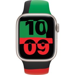 Ceas Smartwatch Apple Watch Series 9, GPS, 41mm Starlight Aluminium Case, Black Unity Sport Band - M/L