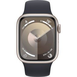 Ceas Smartwatch Apple Watch Series 9, GPS + Cellular, 41mm Starlight Aluminium Case, Midnight Sport Band - S/M