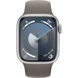 Ceas Smartwatch Apple Watch Series 9, GPS + Cellular, 41mm Silver Aluminium Case, Clay Sport Band - S/M