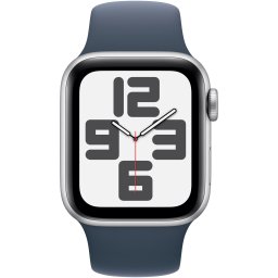 Ceas Smartwatch Apple Watch SE (2023), GPS + Cellular, 40mm Silver Aluminum Case, Storm Blue Sport Band - M/L