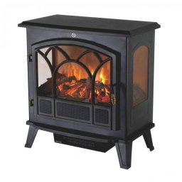 Semineu electric HOME Panoramic 1800W 2 Trepte Incalzire Efect Flacara Reala Protectie Supraincalzire Negru