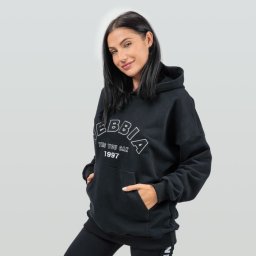 NEBBIA Hanorac pentru femei Oversize Gym Rat Black S