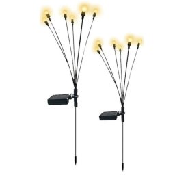 Set 2 Lampi solare LED Alb Cald cu 6 bulbi decoratiune gradina licurici