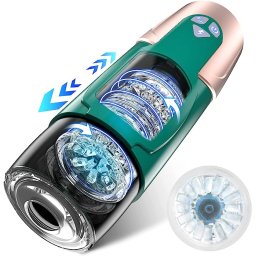 Paloqueth Electric Thrusting & Rotating Masturbator with 7 Modes and Realistic 3D Channel Green