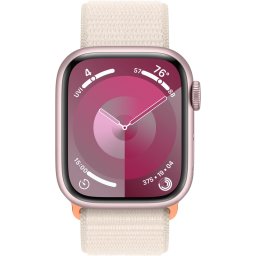 Ceas Smartwatch Apple Watch Series 9, GPS, 41mm Pink Aluminium Case, Starlight Sport Loop