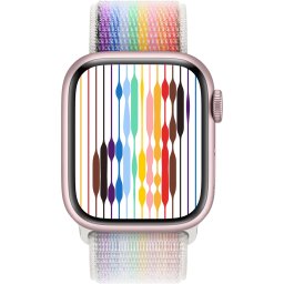 Ceas Smartwatch Apple Watch Series 9, GPS, 41mm Pink Aluminium Case, Pride Edition Sport Loop