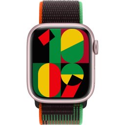 Ceas Smartwatch Apple Watch Series 9, GPS, 41mm Pink Aluminium Case, Black Unity Sport Loop