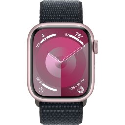Ceas Smartwatch Apple Watch Series 9, GPS + Cellular, 45mm Pink Aluminium Case, Midnight Sport Loop