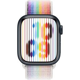 Ceas Smartwatch Apple Watch Series 9, GPS + Cellular, 45mm Midnight Aluminium Case, Pride Edition Sport Loop