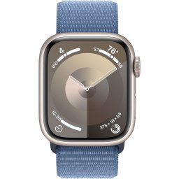 Ceas Smartwatch Apple Watch Series 9, GPS, 41mm Starlight Aluminium Case, Winter Blue Sport Loop
