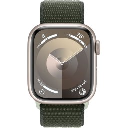 Ceas Smartwatch Apple Watch Series 9, GPS + Cellular, 41mm Starlight Aluminium Case, Cypress Sport Loop