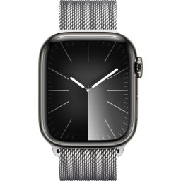 Ceas Smartwatch Apple Watch Series 9, GPS + Cellular, 45mm Graphite Stainless Steel Case, Silver Milanese Loop