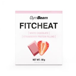 GymBeam Ciocolată proteică Fitcheat 80 g căpșuni și ciocolată albă