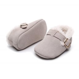 Pantofiori gri imblaniti pentru fetite - Lilly
