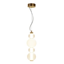 Pendul globuri Collar, 17W LED, D:15 cm, metal auriu, sticla albă si transparentă