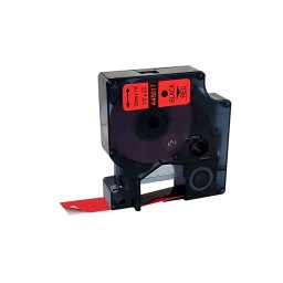 Etichete compatibile DYMO LabelManager 12 mm negru pe rosu pentru avertizare, identificarea echipamentelor si marcaje de siguranta S0720570