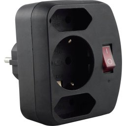 Prelungitor REV 3-fold Adapter w. switch black