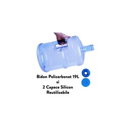 Bidon Apa 19L + 2 Capace Silicon Reutilizabile