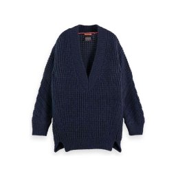 SCOTCH & SODA Pulover V-Neck Oversized Textured 175193 SC0002 night